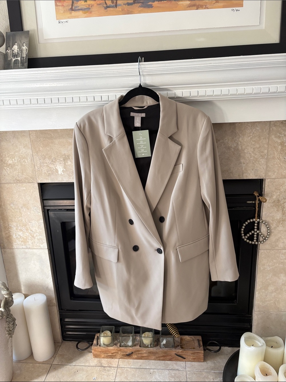 H&M Double-Breasted Blazer Jacket - Beige